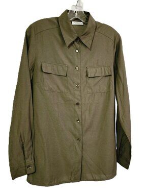 KappAhl Number One Womens Cool Sage Collard Buttondown Down Long Sleeve Size 36
